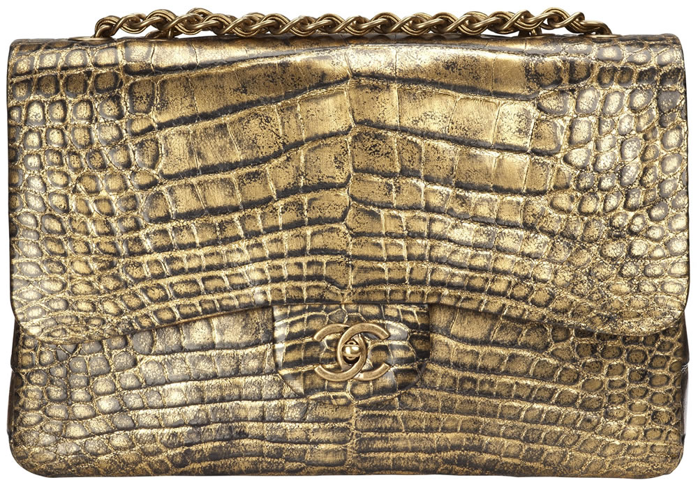 Chanel Alligator Skin Classic Flap 25cm Bag Gold Hardware Spring
