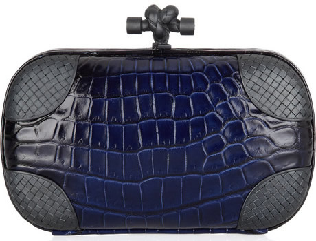 Bottega Veneta Bag Knot Crocodile Clutch Woven Silver Details – Mightychic