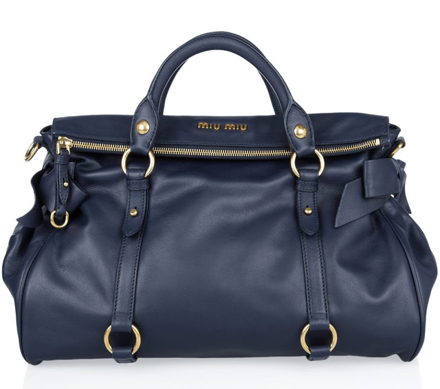 Miu Miu // Blue Leather Top Handle Bow Bag – VSP Consignment
