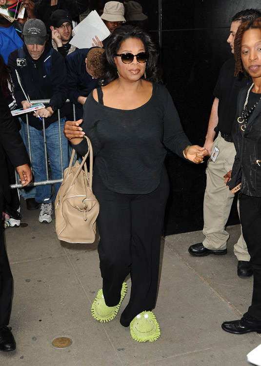 Oprah pairs Celine with fuzzy slippers - PurseBlog
