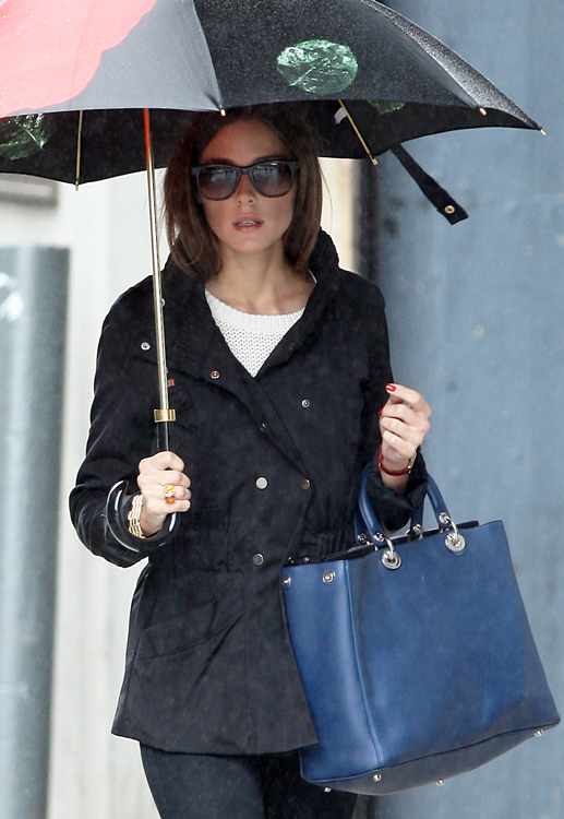 Who made Olivia Palermo's black sunglasses, red bikini, leaf print kaftan  dress, and beige tote handbag? – OutfitID