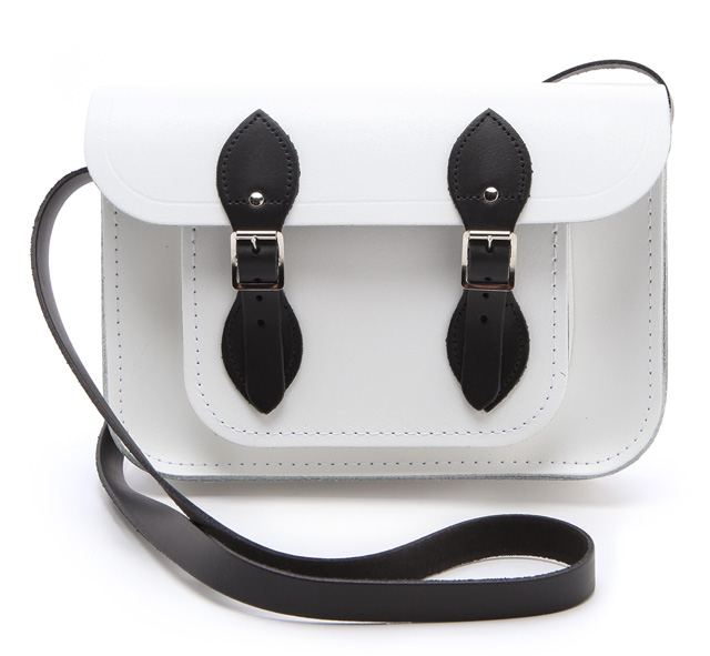 black and white satchel