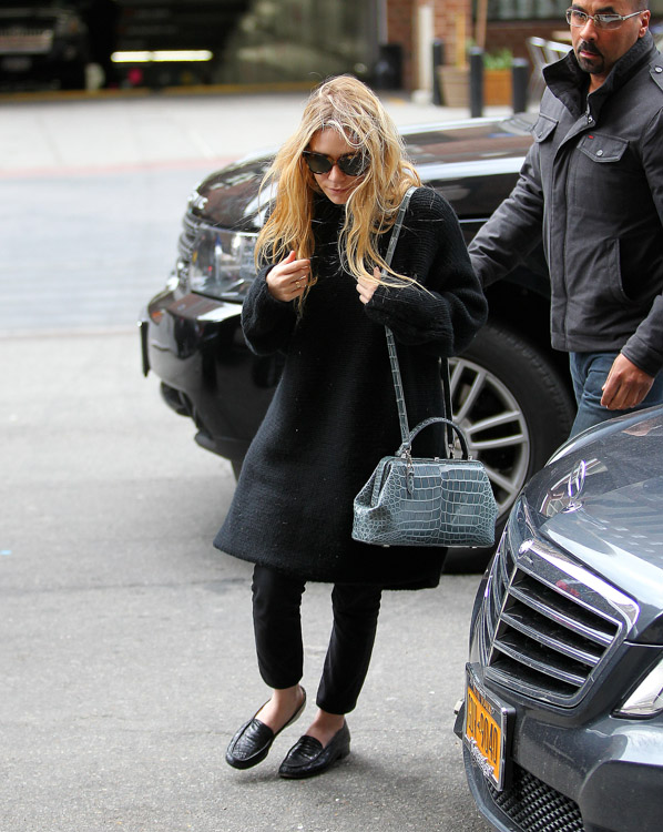 Mary-Kate Olsen steps out in a petite alligator bag from The Row