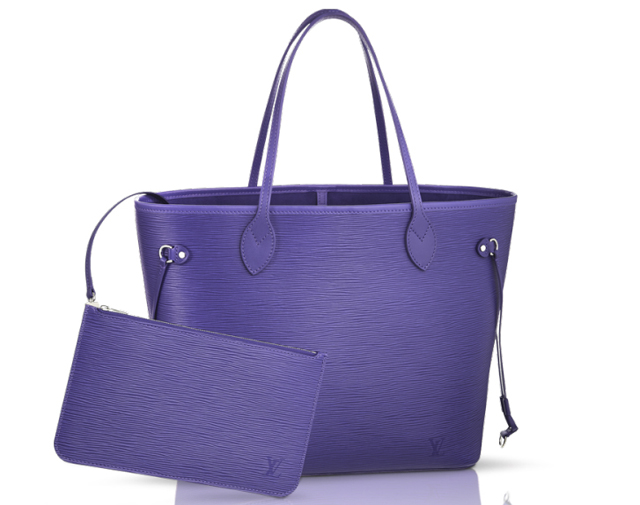 Neverfull leather handbag Louis Vuitton Purple in Leather - 30839050
