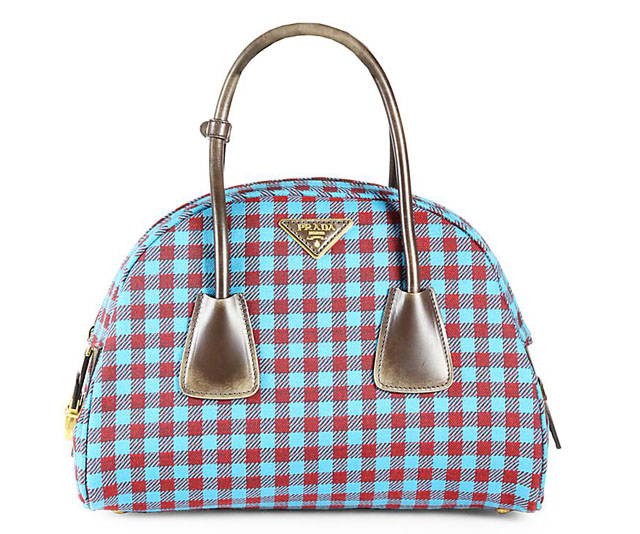 Prada Jacquard Check Small Bowler Bag ($1,650) ❤ liked on Polyvore  featuring bags, handbags, blackwhite, prada handbags, zip t…