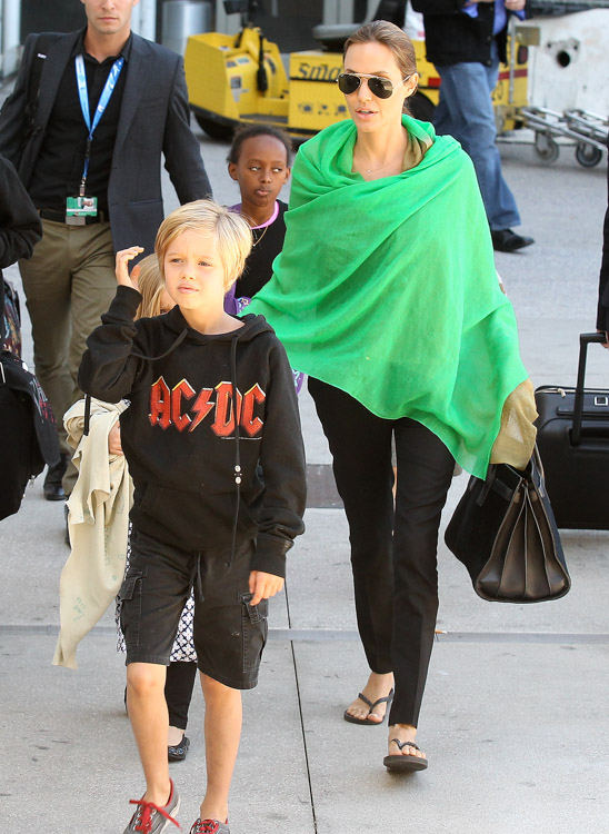 Angelina Jolie Wearing Louis Vuitton Bag at LAX