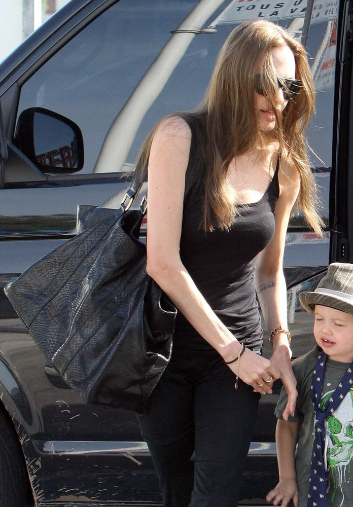 Angelina Jolie Leather Tote Bag