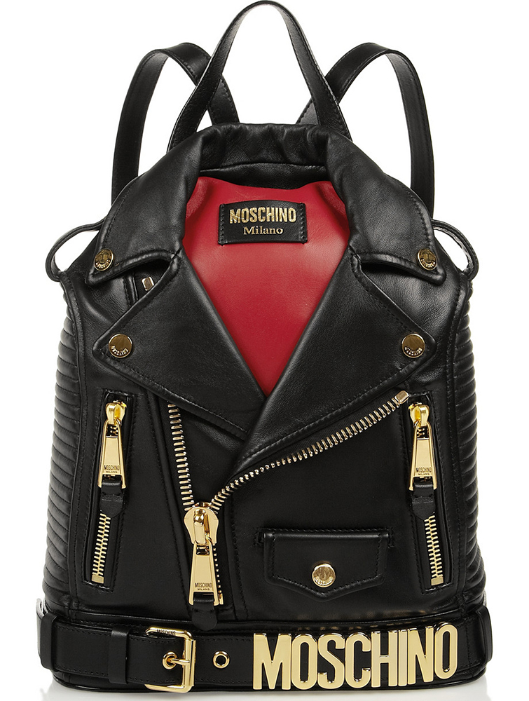 moschino leather jacket purse