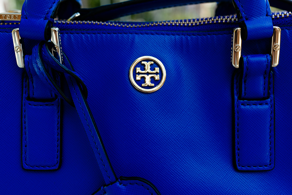 Tory Burch Blue Leather Large Double Zip Robinson Tote Tory Burch