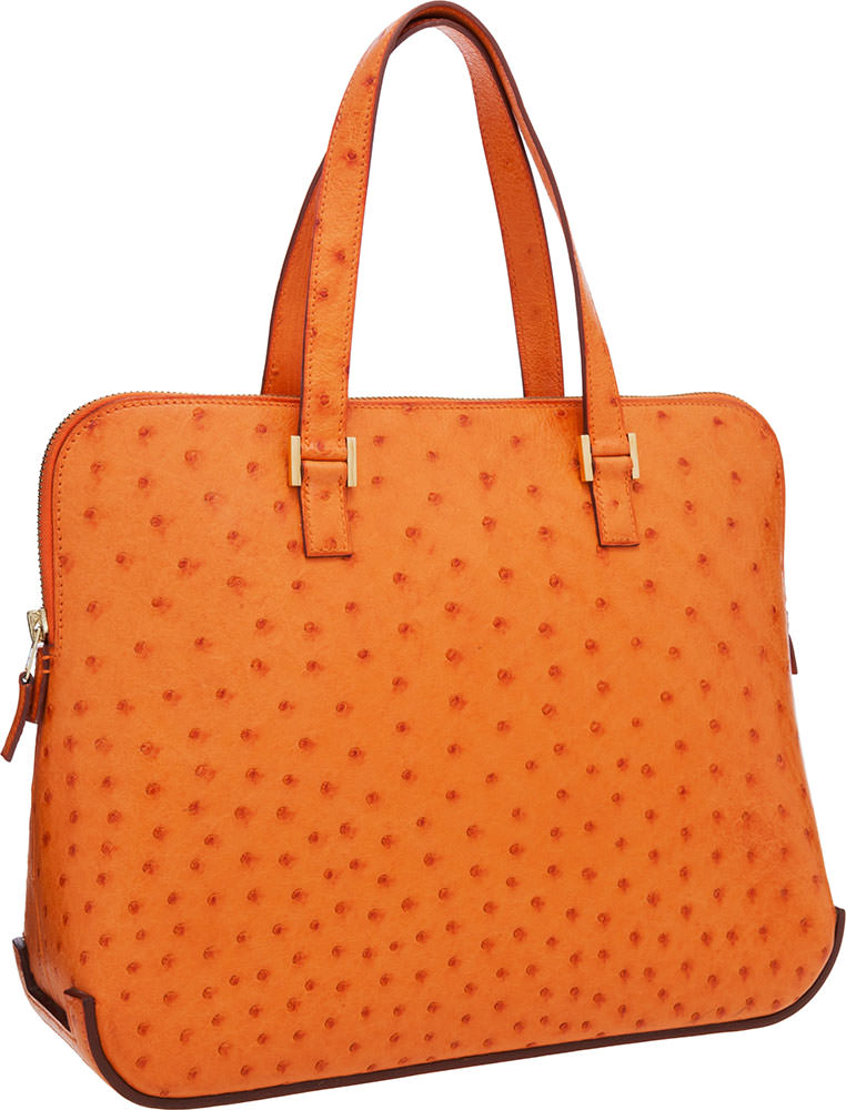 Authentic Hermes Orange w/ Green Canvas Chain de Ancre Beach Tote Shoulder Bag