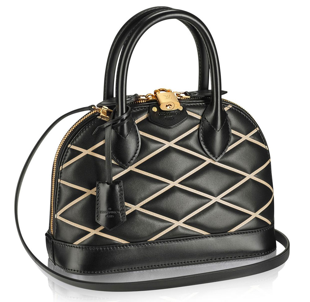 Louis Vuitton Malletage Handbag in Black and White Quilted Leather
