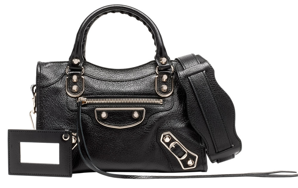 Balenciaga Classic Metallic Edge City Mini Texturedleather Shoulder Bag in  Black  Lyst