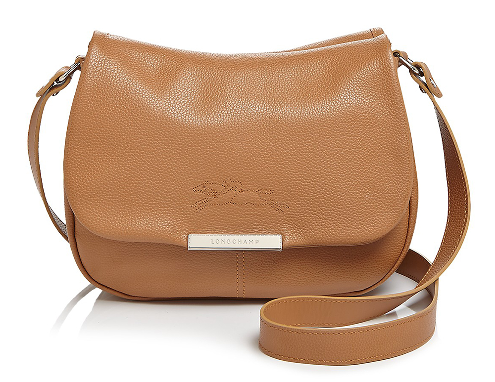 Longchamp Small Flap Leather Saddle Crossbody Bag in Brown