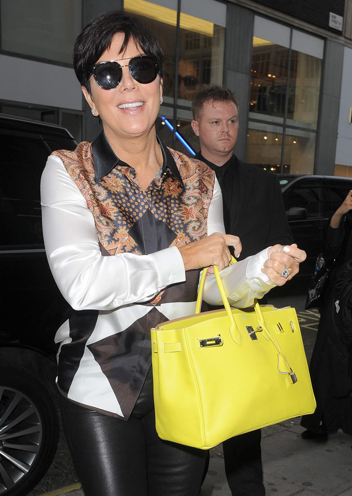 Kris Jenner with two Hermes Birkin handbags worth almost £15000 each  News Photo - Getty Images
