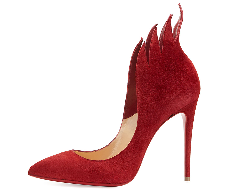 red bottom low heels