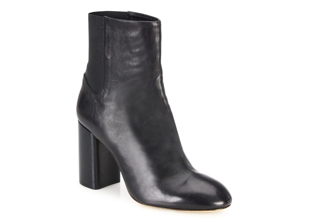 black leather bootie block heel