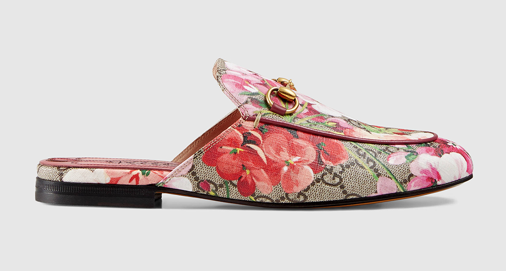 gucci princetown floral slipper