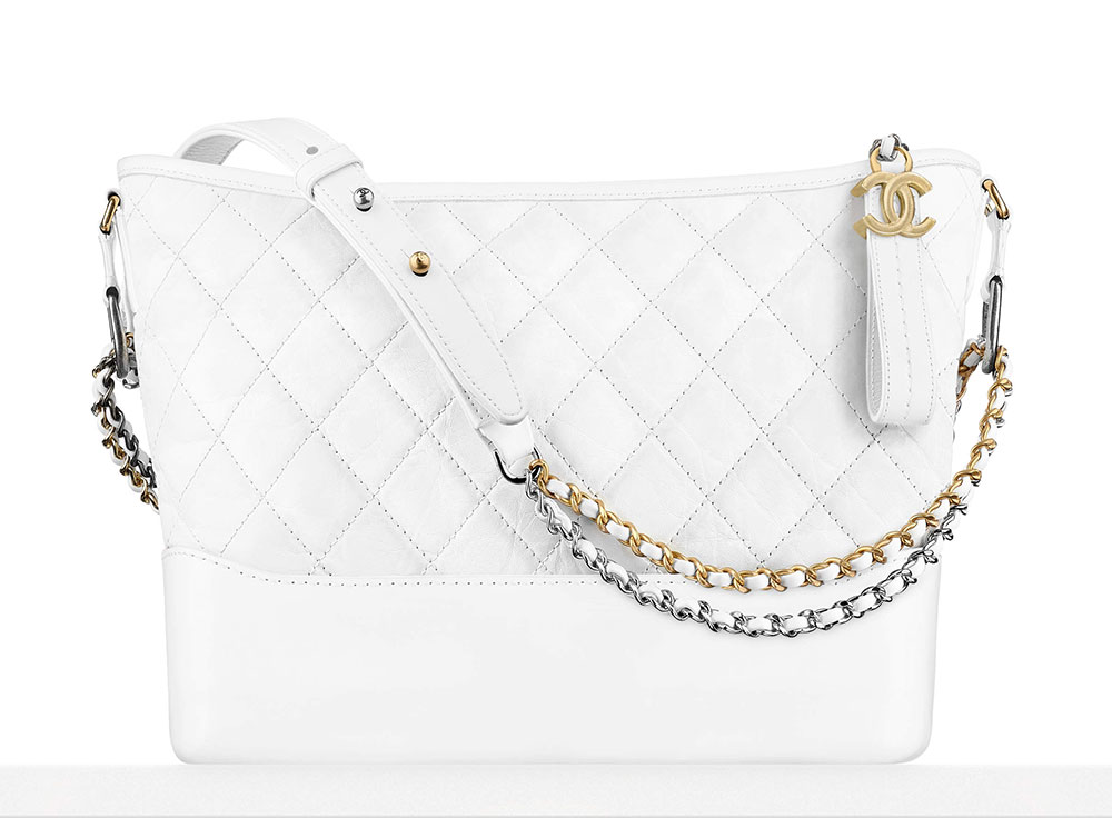 Chanel gabrielle hobo bag medium size White Leather ref.286129 - Joli Closet