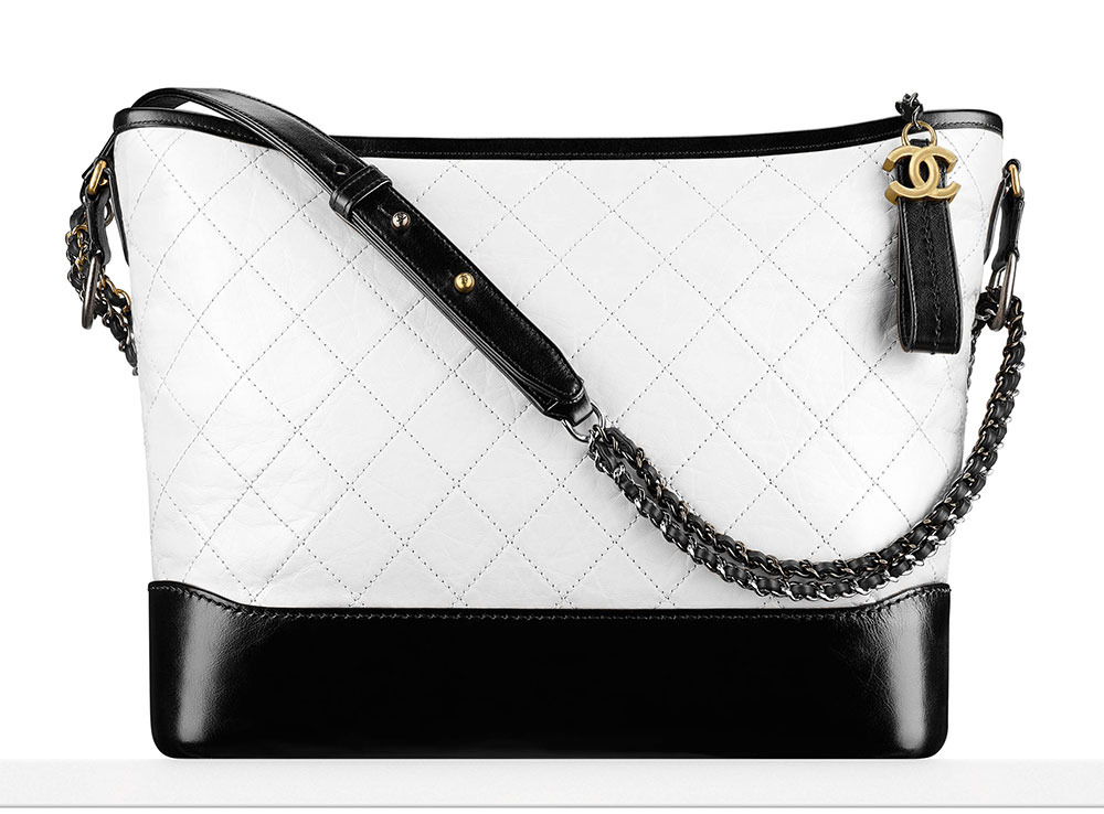 Chanel Gabrielle Hobo Bag Small Black/White in Calfskin with