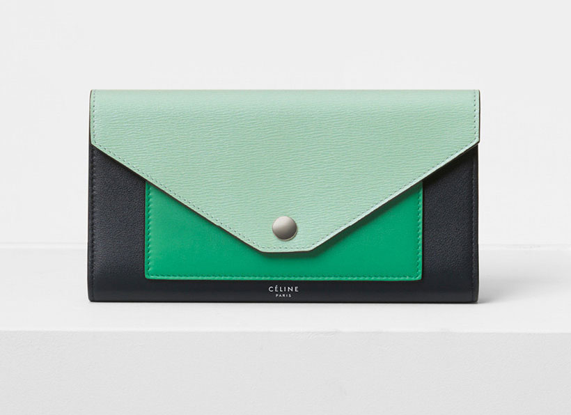 Celine, Bags, Celine Womens Essential Green Small Trifold Wallet Grained  Calfskin
