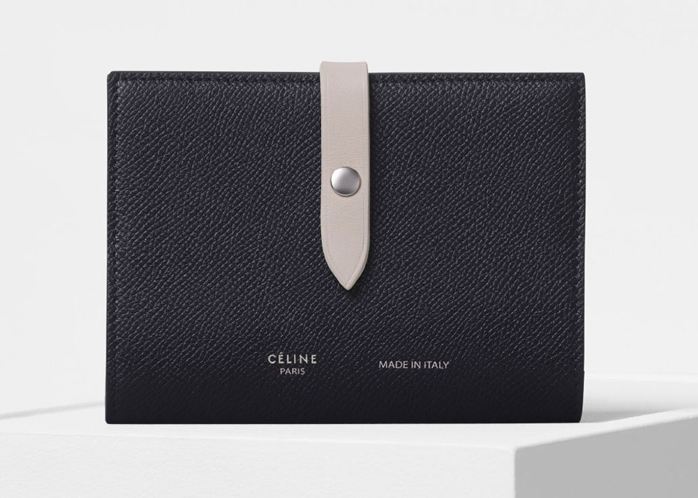 Celine Taupe Leather Medium Strap Wallet Celine