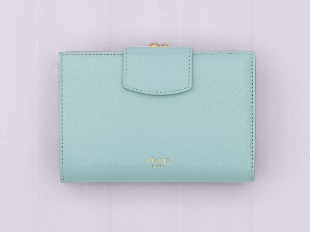 Celine Blue/Green Leather Multifunction Strap Wallet Celine