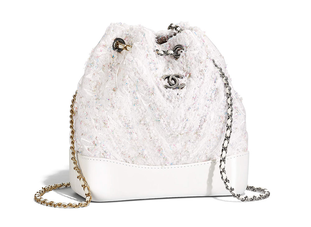 CHANEL, Bags, Chanel Tweed Pvc Quilted Small Gabrielle Backpack White Bag  Handbag