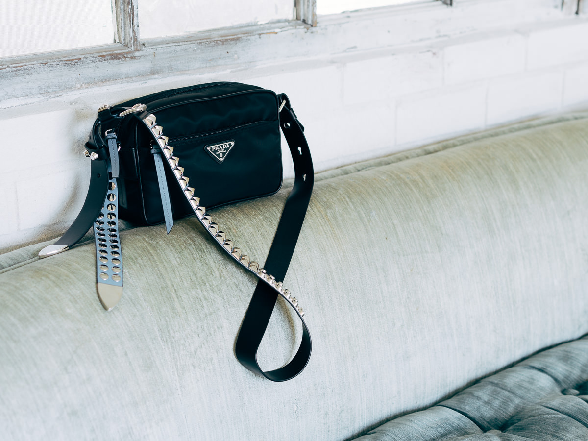 Prada Black Nylon Shoulder Bag With Studding Shop, 59% OFF 