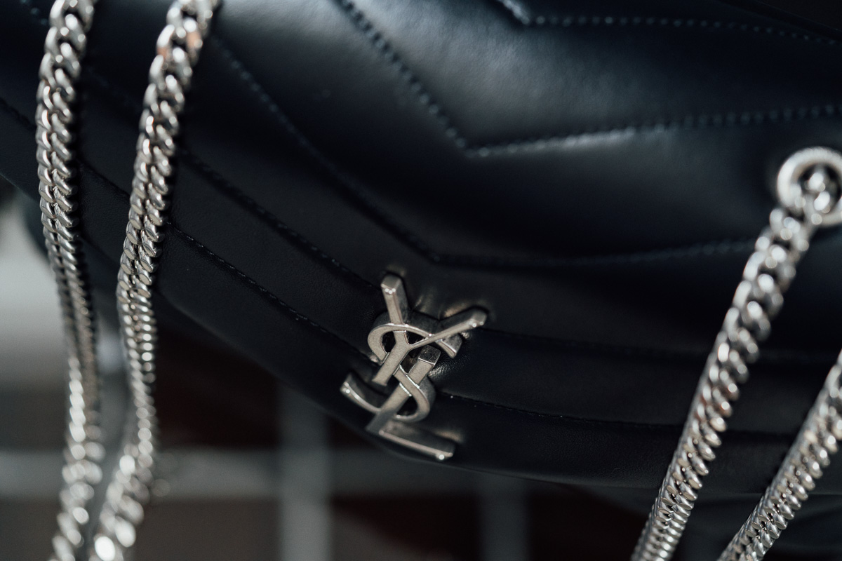 Step 2: Check the YSL metal logo on the front side of the Loulou
