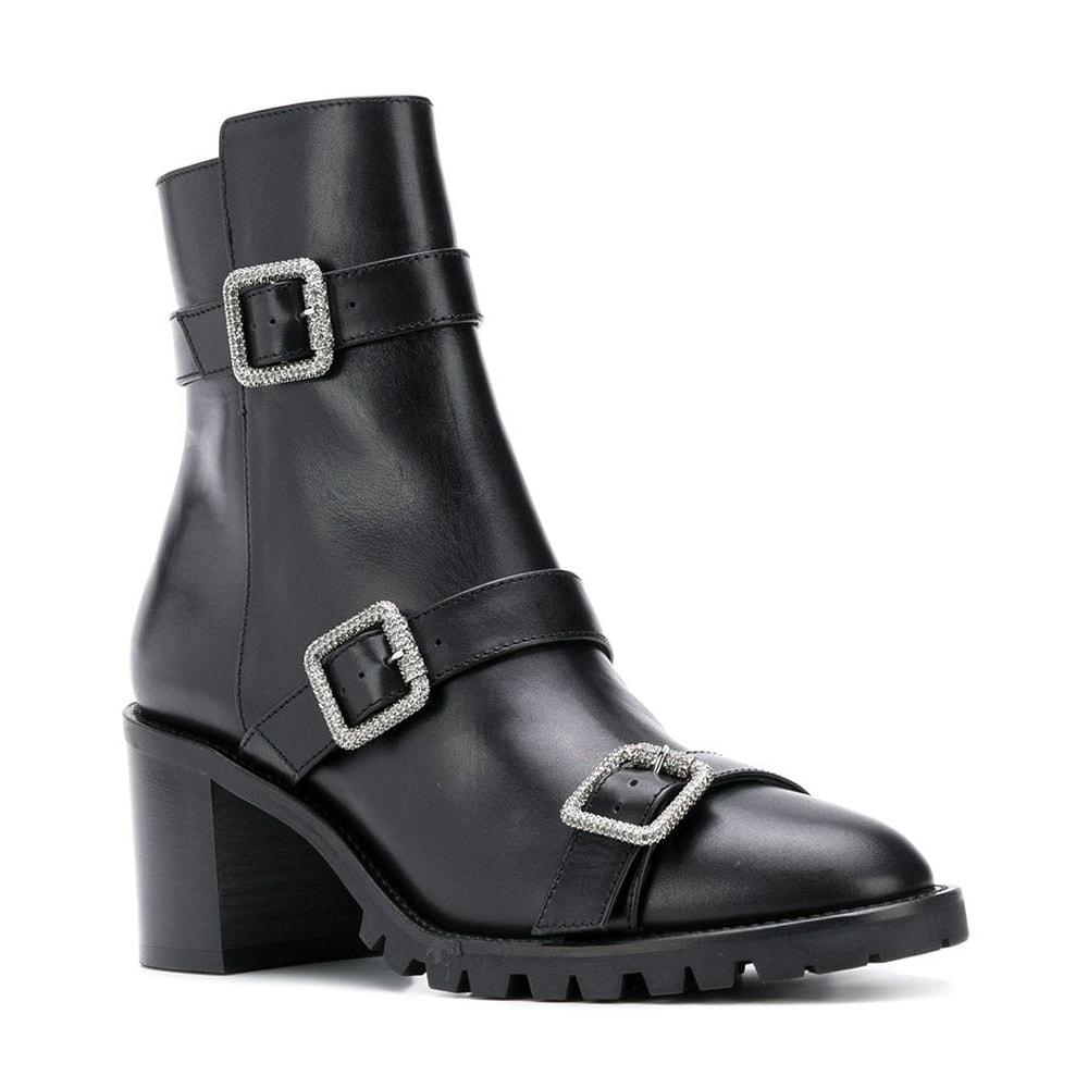 leather ankle boot with sylvie web dupe