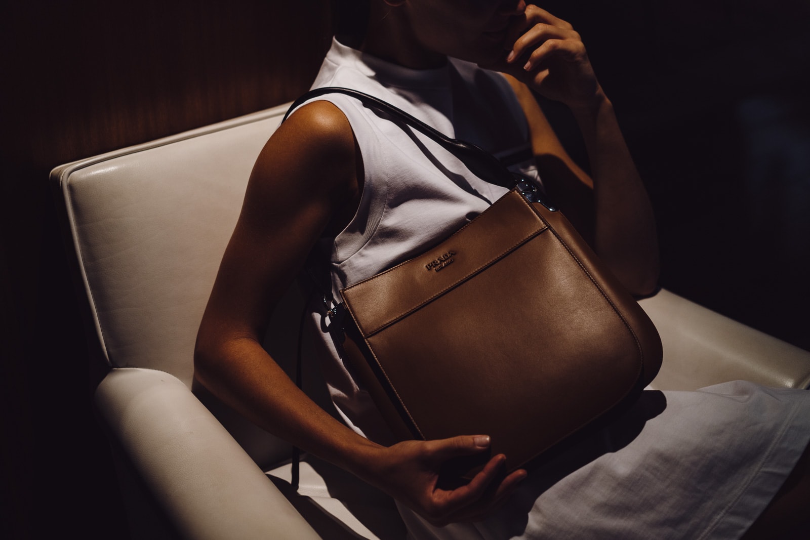 Prada, Bags, Nwt Prada Margit Canvas Leather Shoulder Bag
