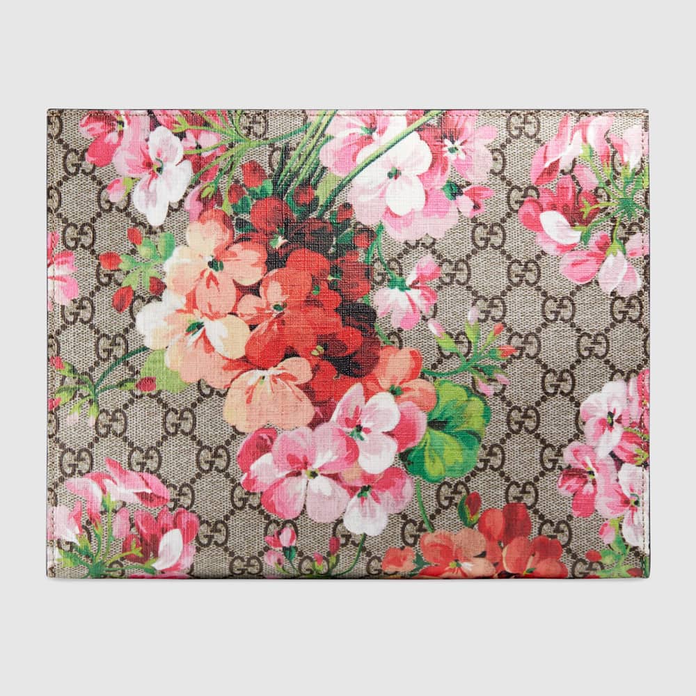GUCCI Beauty MAKEUP Cosmetic BAG Pouch IRIDESCENT Ivory FLORAL Lining New  SEALED