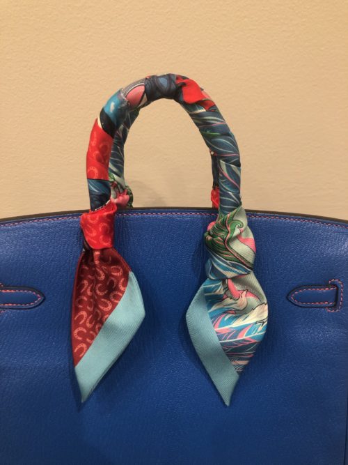 how to tie hermes scarf on bag
