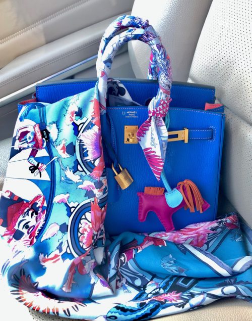hermes twilly scarf on bag