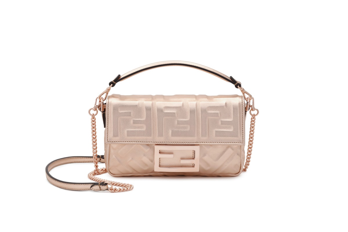 FENDI NWB SOLD OUT EVERYWHERE ROSE GOLD SEQUIN BAGUETTE BAG