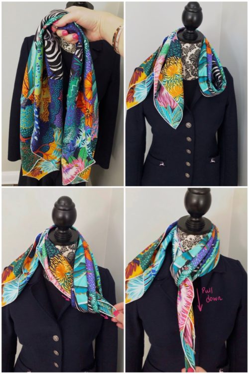 hermes scarf 90 x 90 how to wear