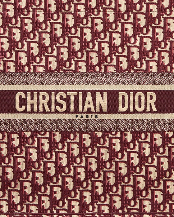 Christian Dior Oblique Burgundy Red Embroidered Canvas Mini Book Tote  Handle Bag