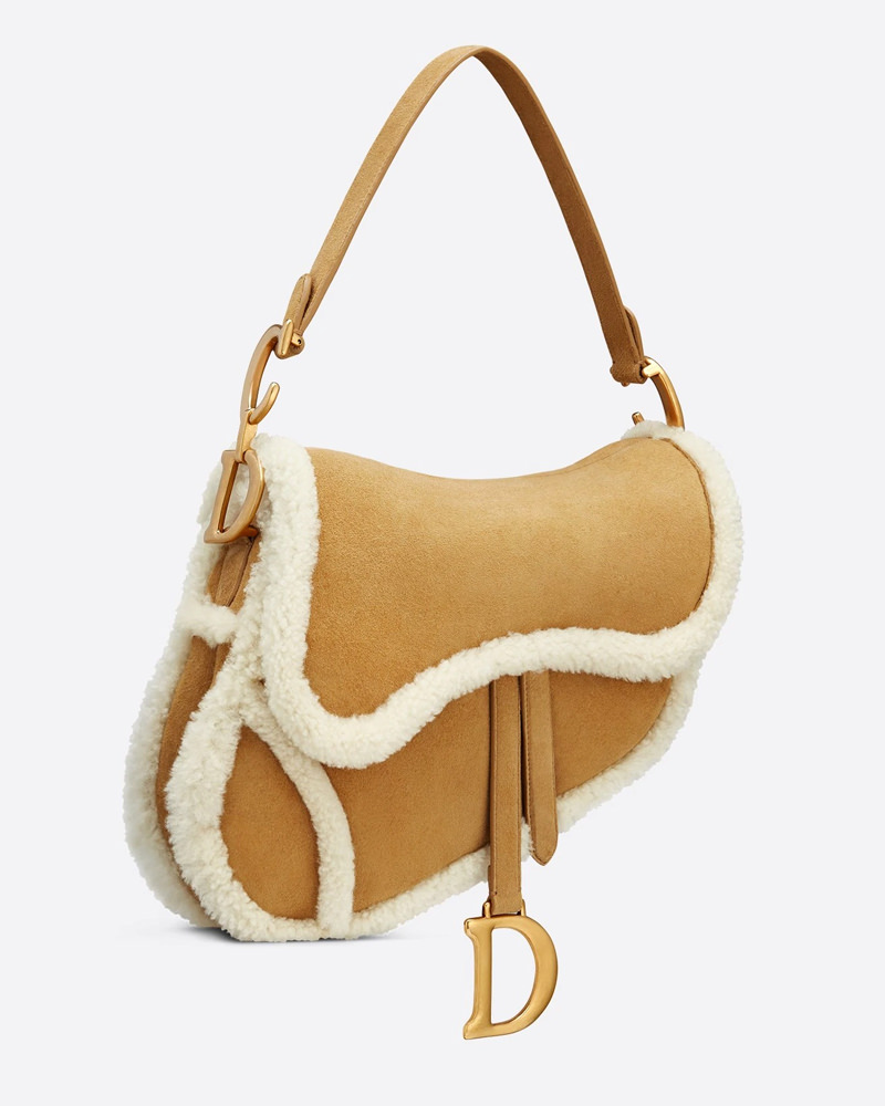 Dior Saddle Bag Camel-Colored Shearling for FW20