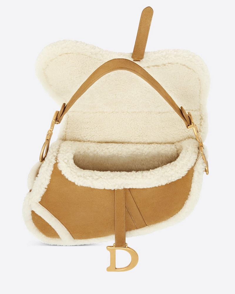 Dior Saddle Bag Camel-Colored Shearling for FW20