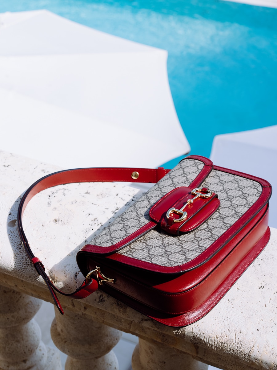 Gucci - Enriched with two different shoulder straps, the Gucci Horsebit  1955 handbag is captured in two sizes styled with unexpected ready-to-wear  from the Aria collection. Discover more on.gucci.com/GucciAriaCampaign