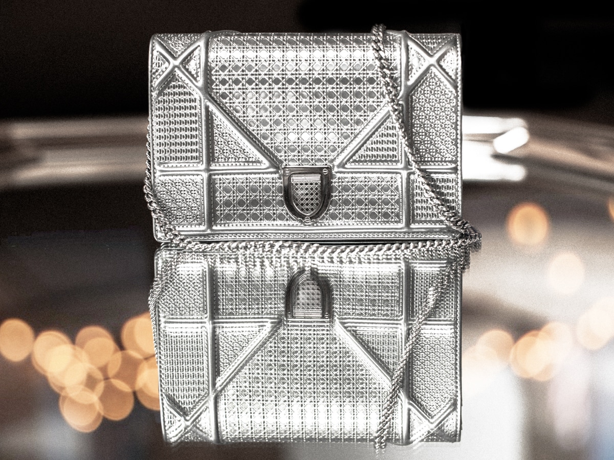 Dior Diorama small white metallic micro-cannage handbag review