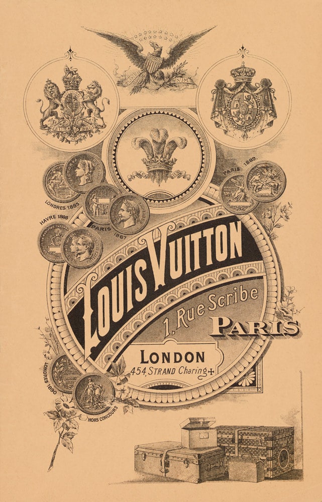 Louis Vuitton Print Vintage Advertising Travel Suitcase Ad 