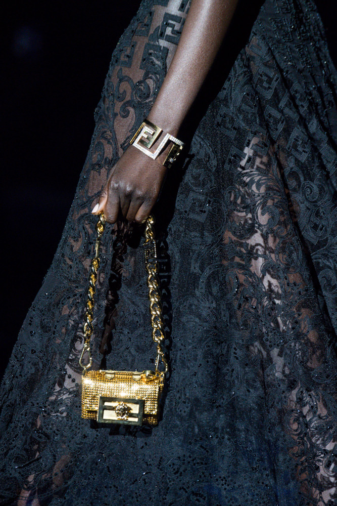 Fendi X Versace Fendace Baguette Shoulder Bag With Crystal