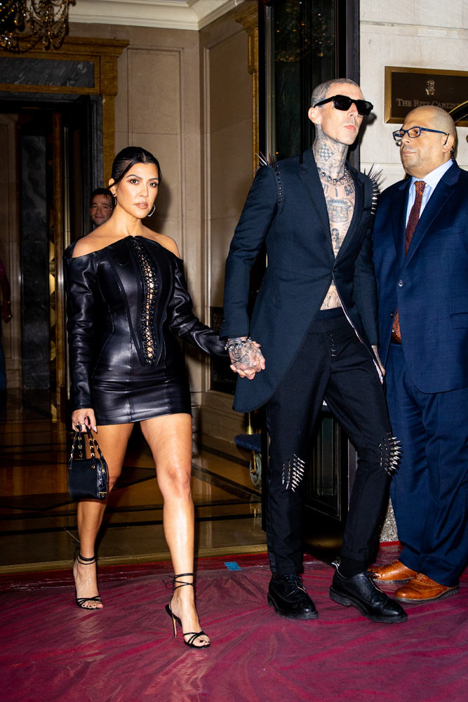 Kourtney Kardashian's Biker Shorts and Louis Vuitton Bag Look for