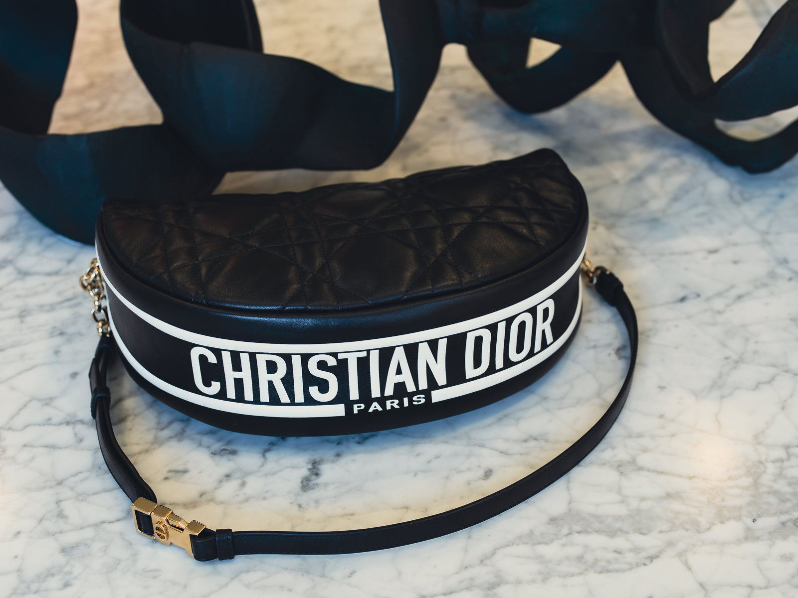 CHRISTIAN DIOR Lambskin Cannage Medium Dior Vibe Hobo Bag Beige