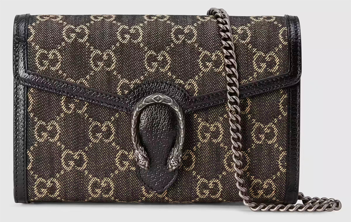 Gucci Dionysus Jacquard Black Denim GG Super Mini Bag