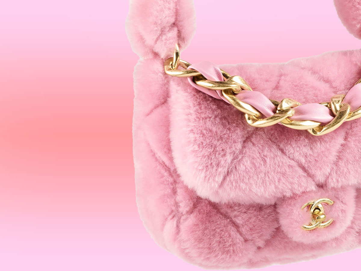 Shearling Shoulder Bag in Pink - Prada