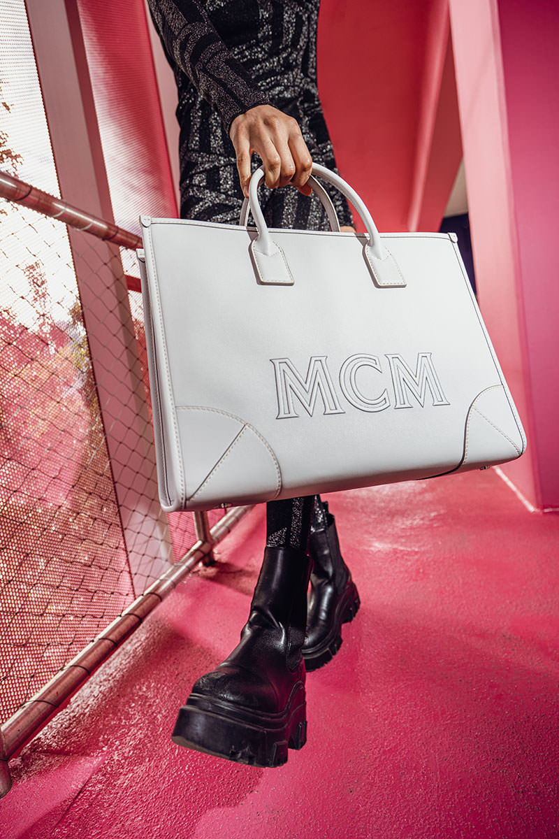 MCM Leather Logo Shoulder Bag