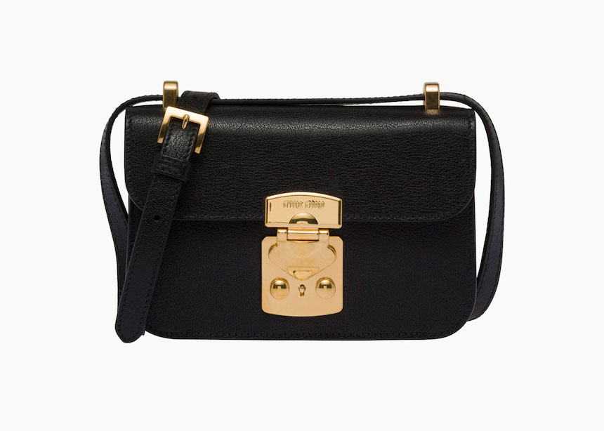 Miu Miu Vintage Black Vitello Lux Bow Satchel Bag (Gold Hardware)