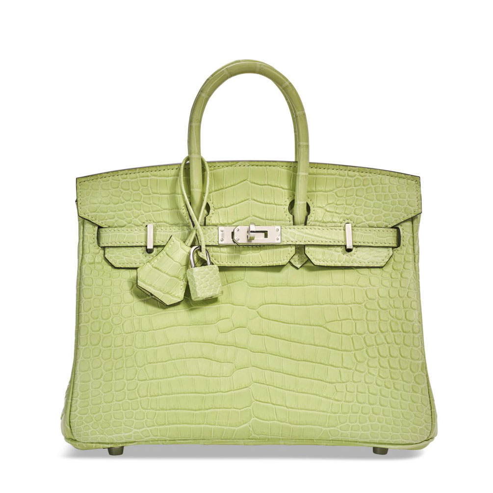 Hermes Limited Edition Birkin 25 Bag in Vert Anis Lizard with